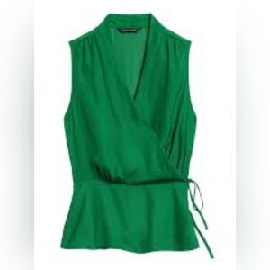 Banana Republic Green Sleeveless Wrap Top